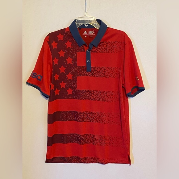 adidas Shirts Adidas Mens Usa Climacool Golf Polo Shirt Medium Red